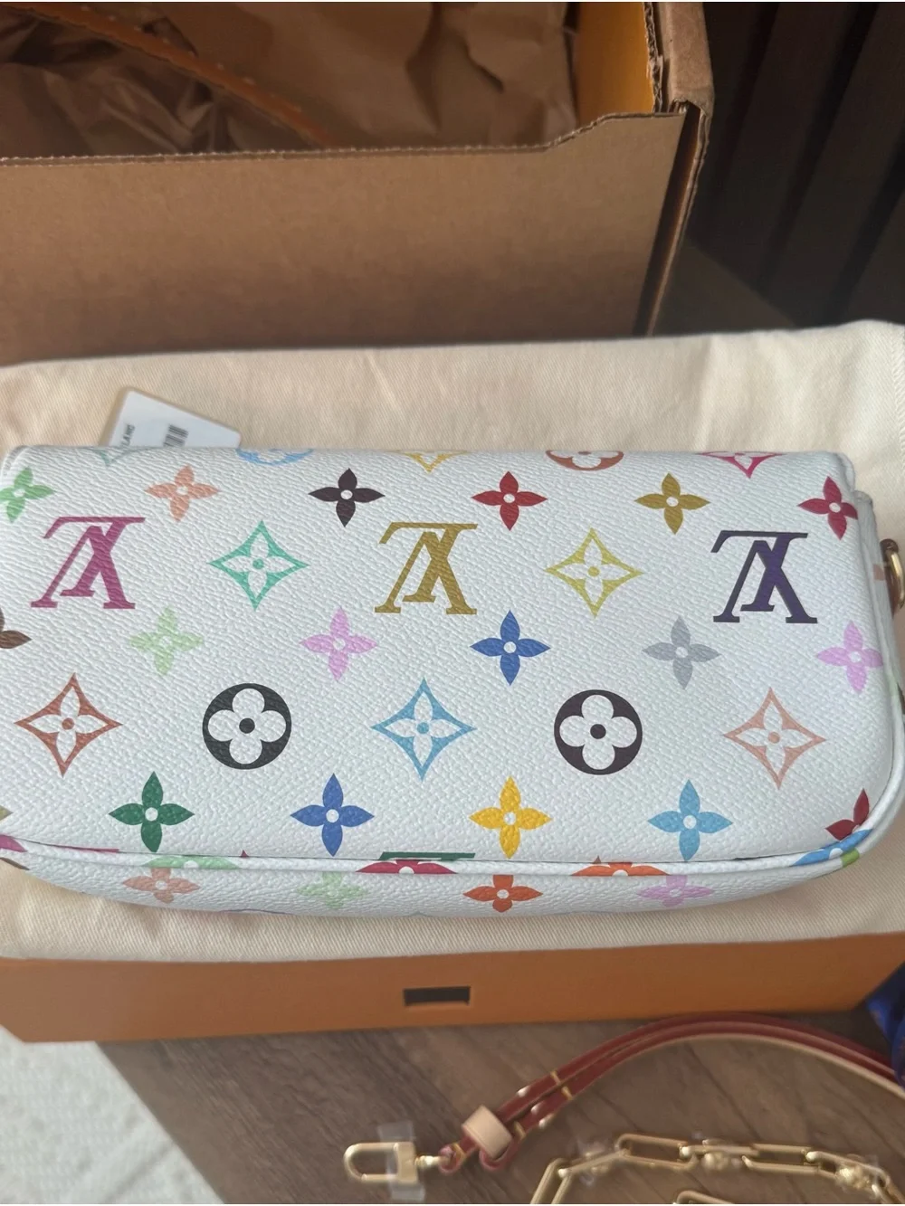 Louis Vuitton Murakami White Multicolor Monogram Wallet on Chain Ivy crossbody